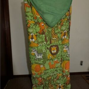 Kids Jungle Safari animal sleeping bag. 76” X 65”.